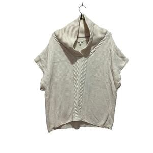 Talbots Short Sleeve Sweater Top Lambswool blend Sz XL Off White Cozy Cowl Neck